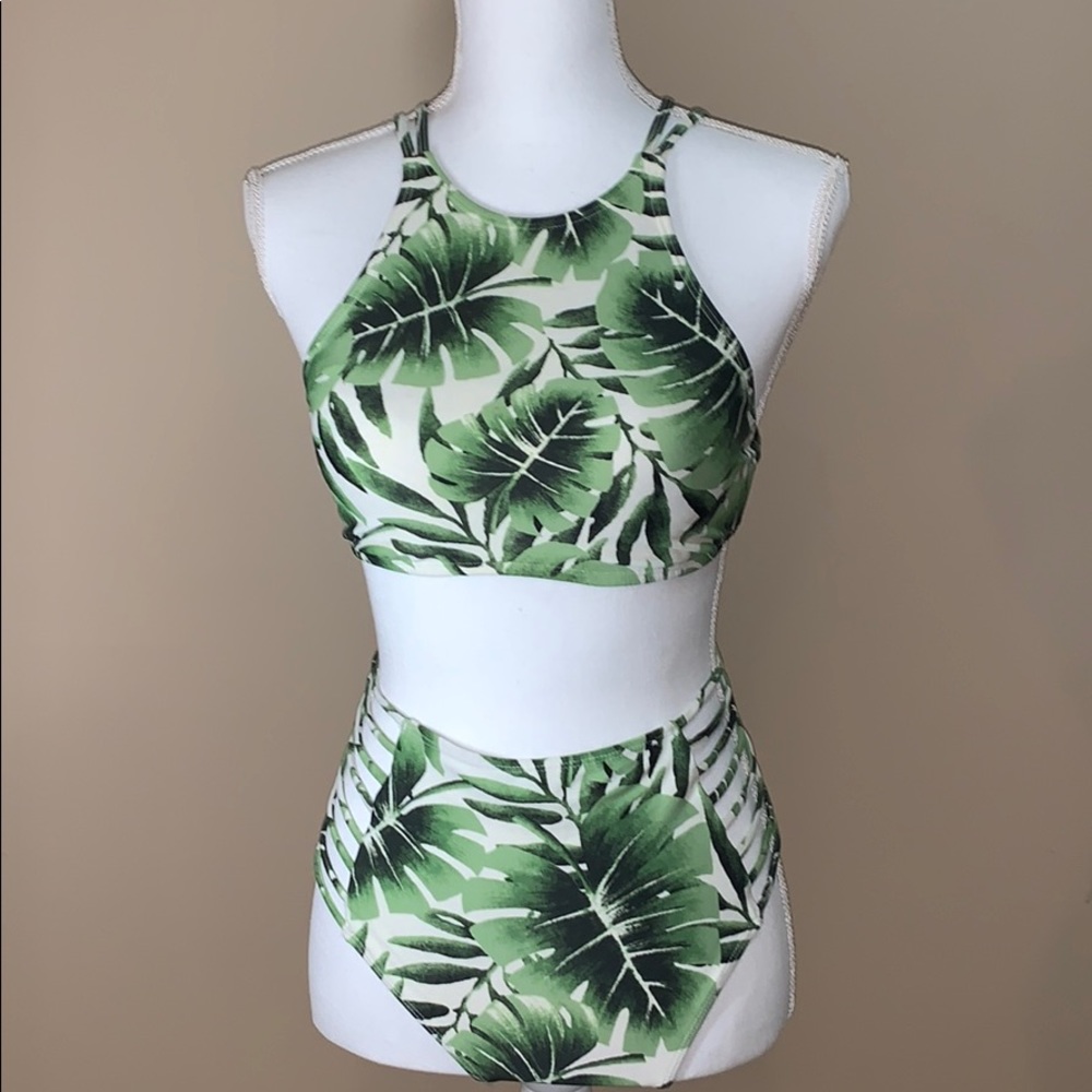 Tropical high waisted bikini